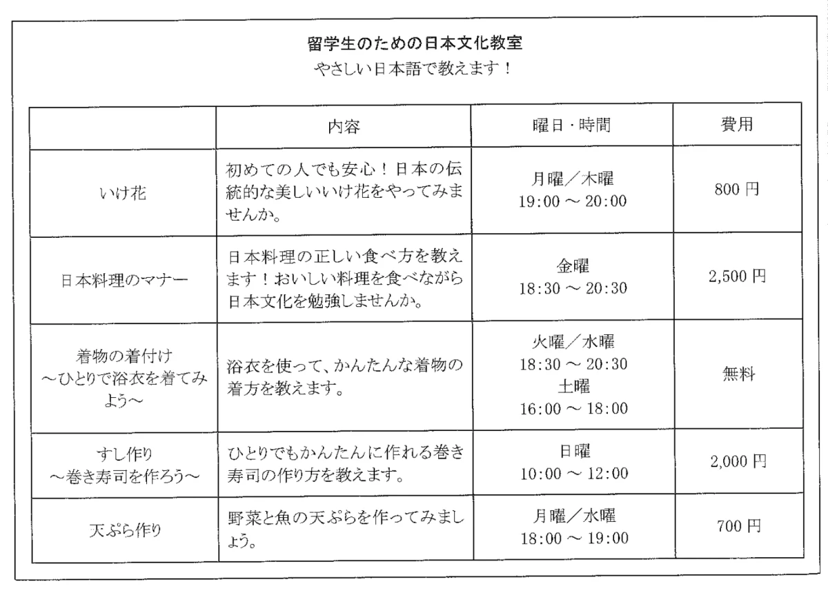 Flyer from the JLPT N4 2010–2011 exam paper — the information the questions below ask about